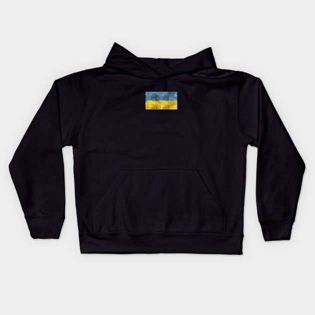 Vintage Aged and Scratched Ukrainian Flag Kids Hoodie by jeffbartels